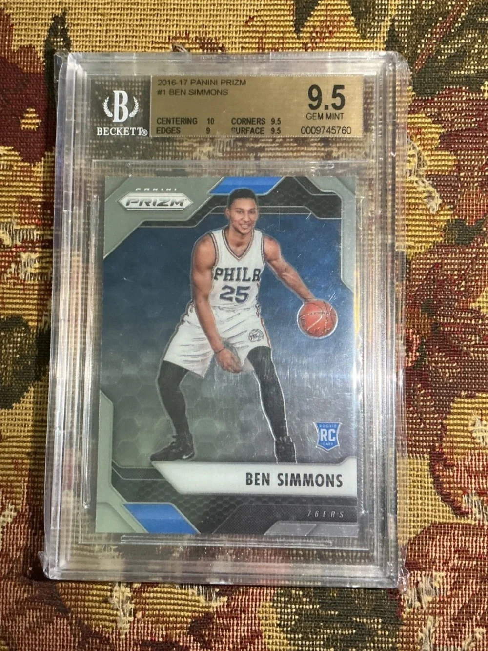2016-17 panini prizm Ben Simmons Rookie #1 76ers Graded Beckett BGS gem mint 9.5